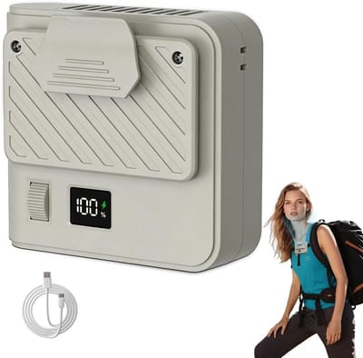 SnelShoppen - Draagbare Tailleventilator met Clip en Ophangkoord, 9500 RPM, 100 Windsterktes, Compacte T-shirt Ventilator voor O kantoor, Reizen en Op