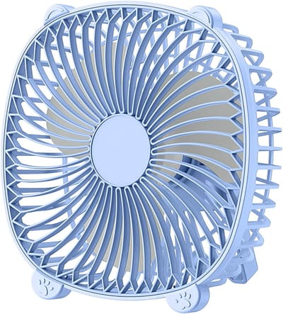 VHV-Kleine Bureauventilator - Stille Tafelventilator met USB Kabel - 7 Inch Compacte USB Ventilator met Wandmontage en Ophangfunctie - Mini Ventilator voor Kantoor, Keuken, Slaapkamer en Auto - Blauw