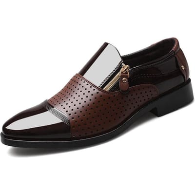 Four Seasons Nieuwe Heren Zakelijke Leren Schoenen Sandalen Uitgehold Enkele Schoenen Ademend Bruiloftsschoenen 48 black
