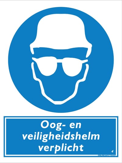 Oog- en veiligheidshelm verplicht bord - Forex - 30 x 40 cm