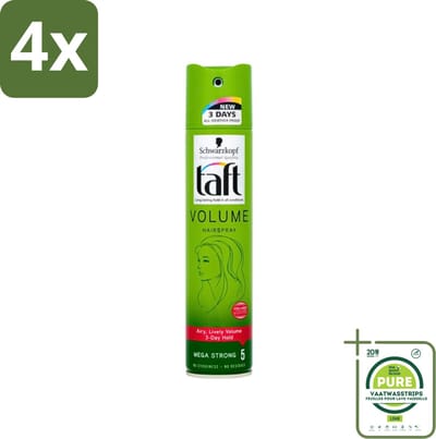 Schwarzkopf - Taft - True Volume Haarspray - Mega Strong - Volumeboost & Fixatie - 250 ml - Voordeelverpakking - 4 stuks - Haarspray - Volume