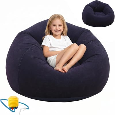 Draagbare en waterdichte luchtbank voor buiten, opblaasbare stoel, zitzak, camping, strand, zwembad en reizen, opblaasbaar, draagbaar, comfortabel (blauw)