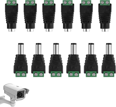 12 Stuks 5.5mm 2.1mm DC Plug, DC Female Connector voor CCTV Camera en LED Strip Licht, Adapter Plug en Jack Connector Set (6 x Socket, 6 x Plug)