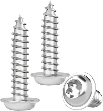 Zelftappende torx schroeven met platte kop, roestvrij staal A2, voor houtverbindingen, M4 x 16 mm, volledig schroefdraad, sterke bevestiging