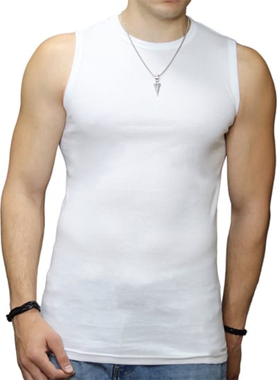 Top kwaliteit Mouwloze Shirts - 2 Pack - 100% Katoen - O hals - Wit - Maat M