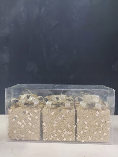 Gouden Cadeau Kersthanger Styropor 6x6 cm - 3 Stuks