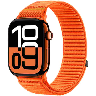 Strap-it Wave nylon bandje met klittenbandsluiting - geschikt voorApple Watch Series 1/2/3/4/5/6/7/8/9/10/11/SE/SE2/SE3 - iWatch bandje voor kleine maten 38mm 40mm 41mm 42mm (oranje)