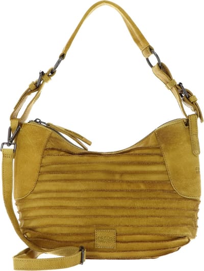 FREDsBRUDER Leren Schoudertas Riffel Fectors Midi Hobo Bag Capri Yellow Geel