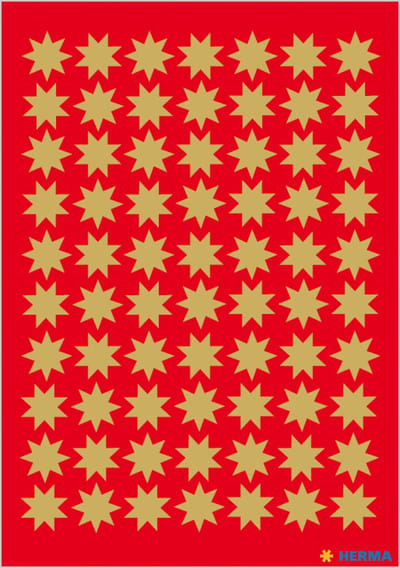 HERMA 3933 Stickers Décor Kerst 8-puntig, goud Ø 10 mm