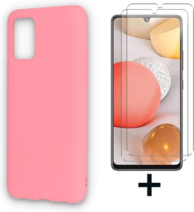 HB Hoesje Geschikt voor Samsung Galaxy A02S - Roze + 2X Glazen Screenprotector - Siliconen Back Cover