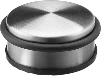 8x deurstopper rvs vloer, deurvastzetter met rubberen ringen, deurstop rubber, HxBxD: 4,5 x 10 x 10 cm, zilver