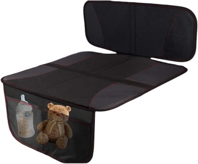 Autostoelbeschermer met Antislip Functie en Mesh Compartimenten voor Kinderen - Geschikt voor Diverse Autostoelen (Zwart + Rood)