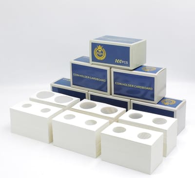 Munthouders Karton - Munt Salto's - Munten Verzamelen - 6 Verschillende Maten - 2x2 Inch - Wit