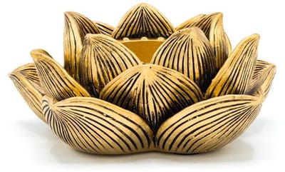 Theelichthouder Lotus goudkleurig – 11.5 cm x 11 cm x 4.8 cm