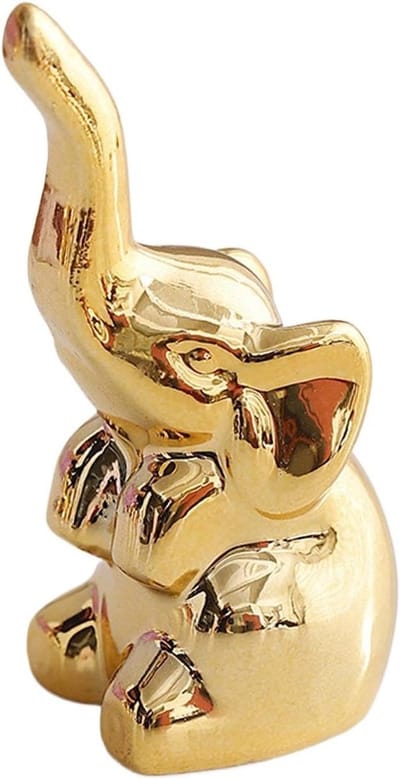 Olifanten Beeld - Keramiek Sculptuur - Interieur Verfraaien - Gunstige Betekenis - 88 x 5 cm - Goud