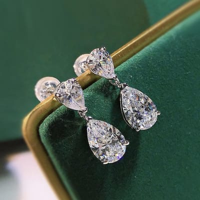 POMOiii Klassieke Kristallen Zirkonia Hangende Oorbellen Voor Dames Hoge Kwaliteit Verloving Bruiloft Accessoires Tijdloze Stijl Sieraden