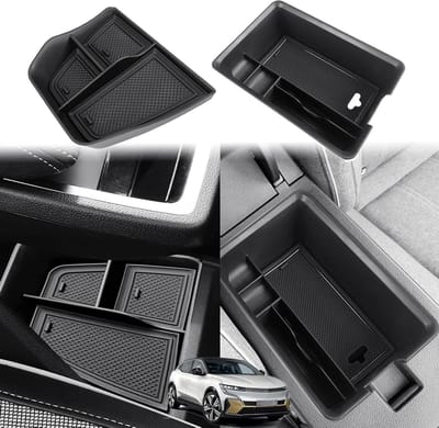 Center Console Opbergdoos voor Renault Megane E-Tech en Scenic E-Tech 2022-2025, Organiser Tray voor Armsteun en Onder Console, Set van 2, Ideaal voor Auto Accessoires en Ruimtebesparing