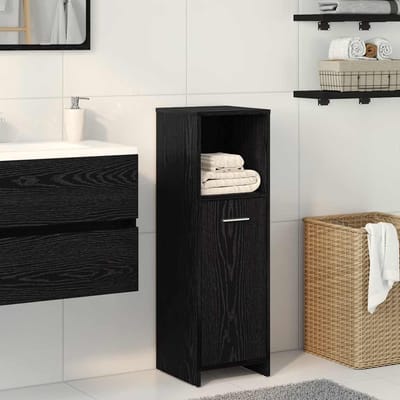 vidaXL - Badkamerkast - Zwart - Eiken - 30x30x95 - cm - Bewerkt - Hout