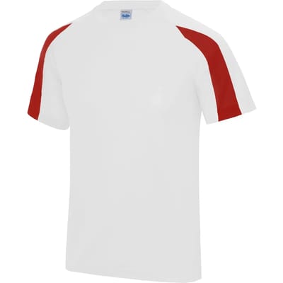 Just Cool Contrast Cool T JC003 - ARCTIC WHITE/FIRE RED - L