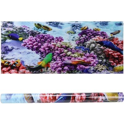 Achtergrond Poster Decoratieve Schilderij PVC Sticker Landschapsafbeelding voor Aquarium Vis Tank61x41cm gray