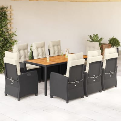 vidaXL - 9-delige - Tuinset - poly - rattan - zwart