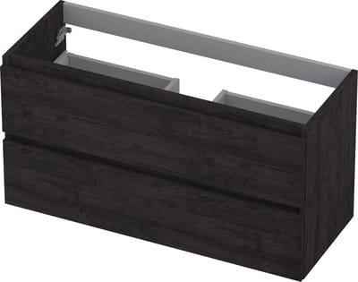 INK® wastafelonderkast 2 laden greeploos met houten keerlijst 100x40x52cm, houtskool eiken