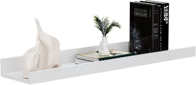 Witte Wandplank van 60 cm, Grote Zwevende Plank voor Boeken, Decoratie en Fotolijsten in Woonkamer, Kantoor en Keuken