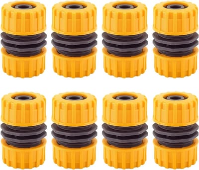 Complete reparatieset met 8 onderdelen, dubbele stekker, slangconnector en snelkoppeling voor 1/2 inch tuinslangen - ideaal voor snelle slangreparatie en verbindingen