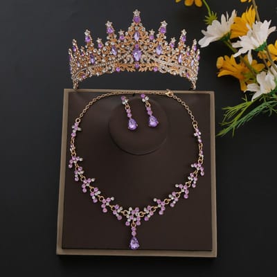 Bruidskroon Tiara Strass Legering Hoofdband Verjaardagskroon Ketting Bruiloft Accessoires Haaraccessoires Hoofdband Sieraden gray