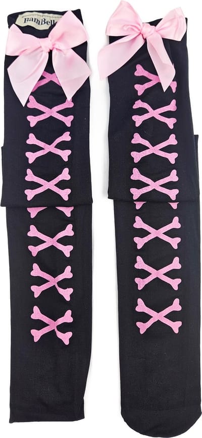BamBella® -kousen dames - roze strikjes sokken zwart