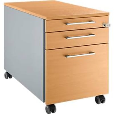 Schäfer Shop  Select Verrijdbaar ladeblok 126, met hoekgreep blank aluminium/blank aluminium/beukenpatroon