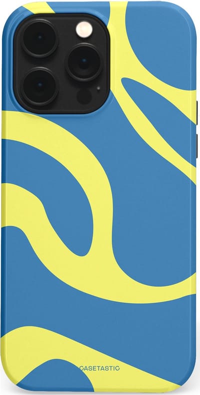 Casetastic hoesje geschikt voor Apple iPhone 14 Pro Max - MagSafe - Dubbellaagse bescherming - Blauwe Gele Zee Stranden - Fashion Case - Lavendel Goud Lichtblauw