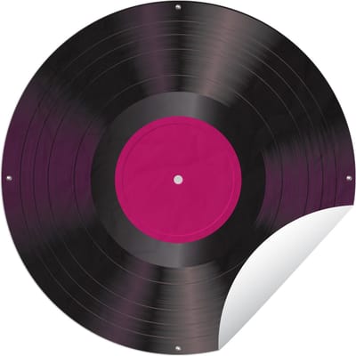 Tuincirkel LP's vinyl - Roze - Retro - 60x60 cm - Ronde Tuinposter - Buiten