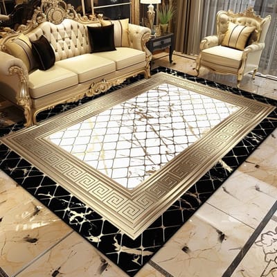 Gouden Luxe Tapijt voor Woonkamer Grote Oppervlakte Decoratie Huis Sofa Antislip Kleden Slaapkamer Lounge Salontafels Zachte Vloermatten 200*230cm