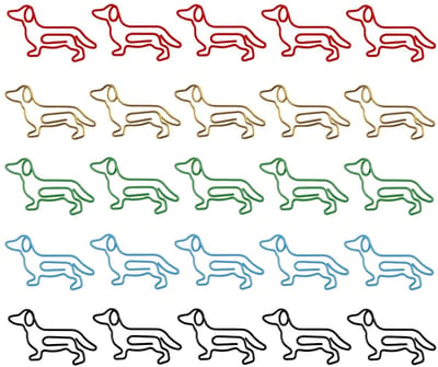 Dailygoods - Paperclips, hond, decoratie, paperclips, set, papierklemmen, metaal, nietjes (50 stuks, vijf kleuren)