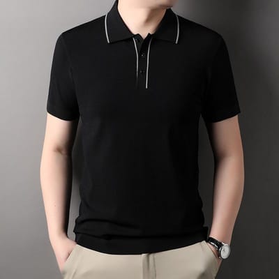 Losse Polo voor Heren Zomer Nieuw Middelbare Leeftijd Vrijetijds Korte Mouwen Heren Zoom Trendy T-shirt Heren XXXL black