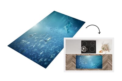 Keukenloper - Loper keuken - Een groot aquarium met dieren uit de Middellandse zee. - 120x60 cm - Keukenloper vinyl
