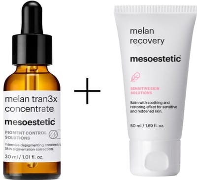 Mesoestetic Pigmentvlekken Set – Mesoestetic Melan Tran3x Concentrate + Mesoestetic Melan Recovery – Tegen Donkere Vlekken & Melasma – Egalere Huid & Herstel