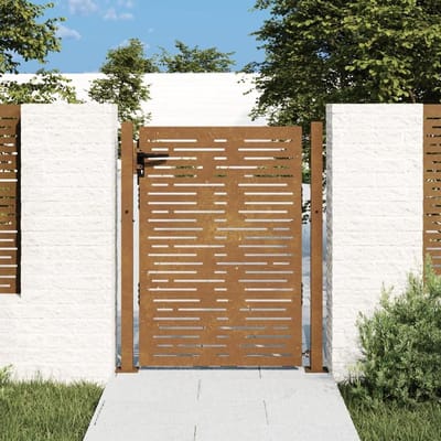 Tuindeur Cortenstaal - Buitendeur Tuinhek - Terras Afscheiding - Lasergesneden Ontwerp - 105 x 130 cm - Roestbruin