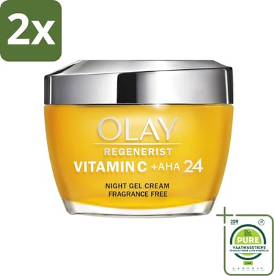 Olay - Vitamine C + AHA24 - Nachtcrème - Vernieuwend & Verhelderend - 50 ml - Voordeelverpakking - 2 stuks - Nachtcrème - Vitamine C