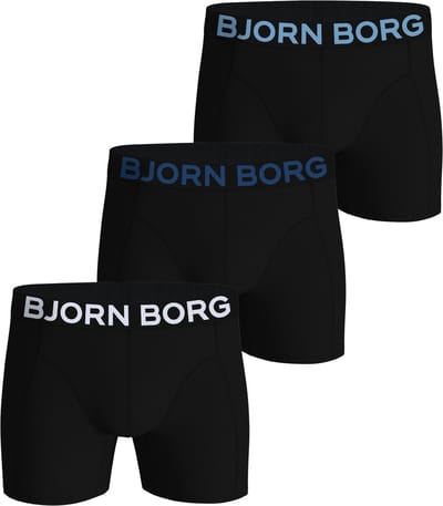 Björn Borg Cotton Stretch boxers - heren boxers normale lengte (3-pack) - zwart - zwart - zwart