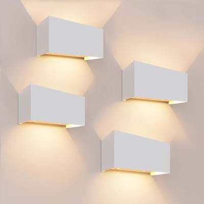 Ledvion - 4x LED Wandlamp - 9,5W - 3000K - IP54 - Tweezijdig - Wit - Buitenlamp