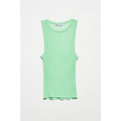 Geribbelde Mouwloze Gebreide Blouse