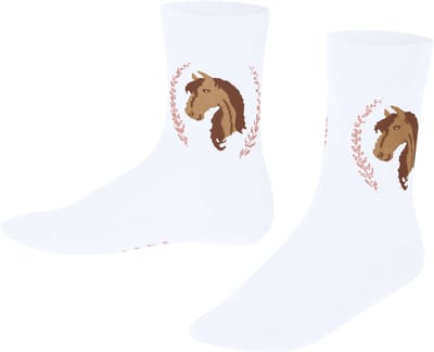 FALKE Horse gedessineerd katoen sokken kinderen wit - maat 23-26