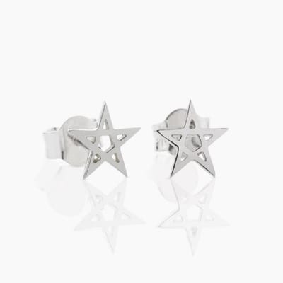 Zilveren oorknop, pentagram (3MM)