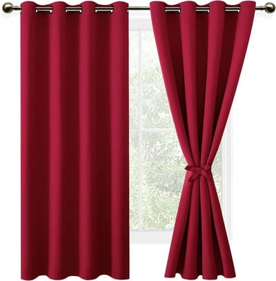 Verduisterende gordijnen 117x137 cm - Rood - Plooiband met riemen - Eenvoudig te installeren - ShopVlot