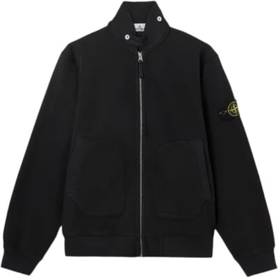 Stone Island SS26 Lente Zomer Collectie Verticale Zak Geribbelde Rand Linker Arm Logo Rits Jas Unisex Jas L1S156100014S0297-V0029 L black