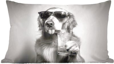 Sierkussens - Kussentjes Woonkamer - 60x40 cm - Golden retriever - Hond - Zonnebril - Gkas