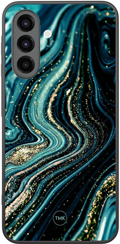Hoesje geschikt voor Samsung Galaxy A26 - Blue marble waves - Blauw - TPU case - Marmer - Hardcase zwart telefoonhoesje