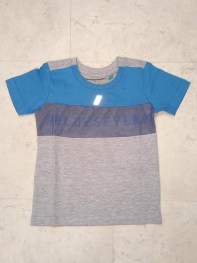 Blue Seven-Kids small Boys knitted T-shirt-Cyan Blue